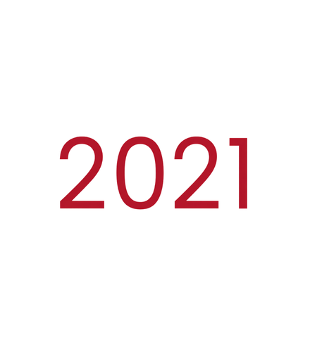Texte “2021” affiché en rouge sur un fond neutre