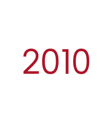 Texte “2010” affiché en rouge sur un fond neutre